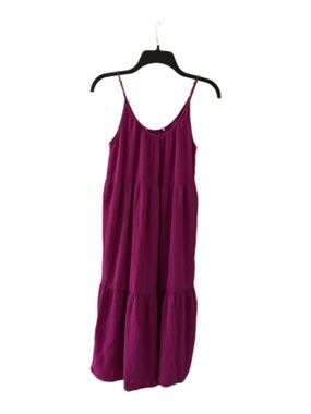 LOFT Magenta Tiered Midi Dress